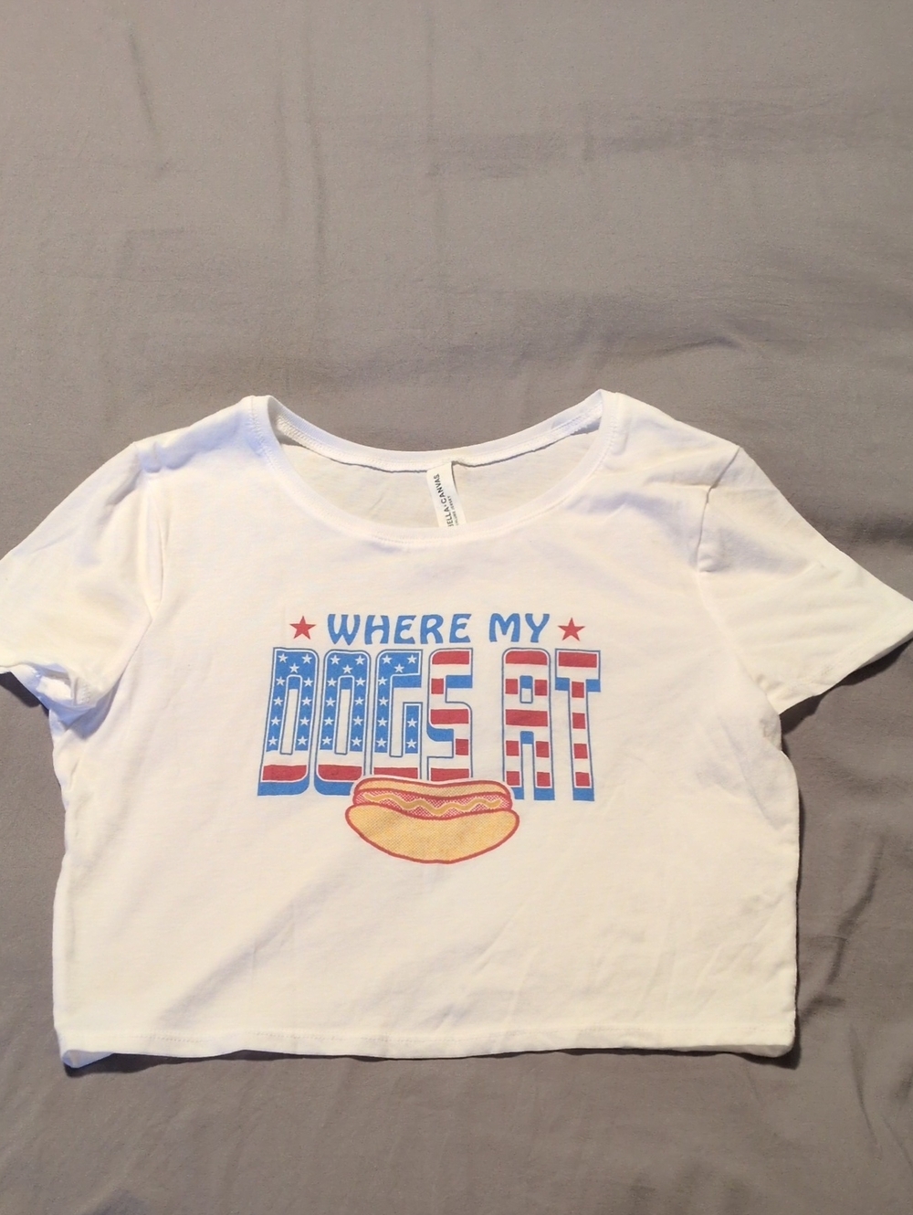 White 'Where My Dogs At' Graphic Crop Tee